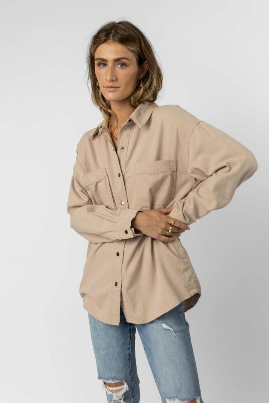 Tops * | Top 10 Be Cool Manufacture Tops Reggie Shirt Jacket In Beige