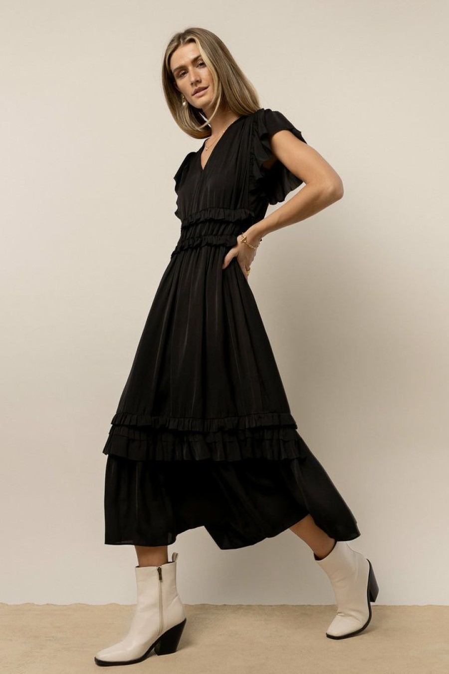 Dresses * | Buy Worui New Arrivals Willa Ruffle Dress In Black