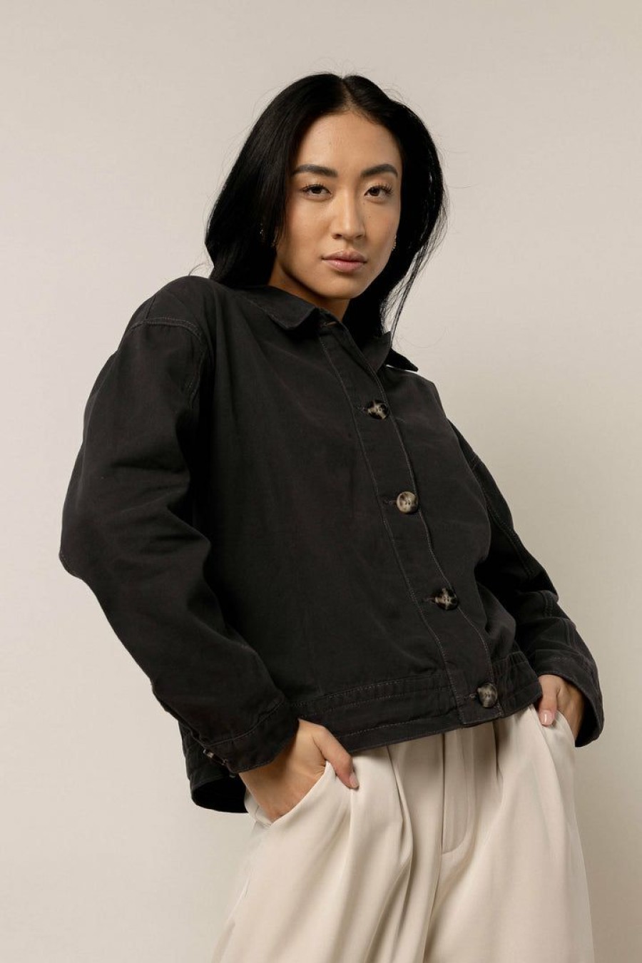 Tops * | Top 10 Things Between New Arrivals Robyn Button Up Jacket Charcoal