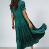 Dresses * | Cheapest Fore Collection Amanda Tiered Dress In Hunter Green