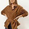 Tops * | Best Reviews Of Wellmade Inc Mikayla Button Down In Brown