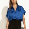 Tops * | Discount Fun 2 Fun Mary Button Down Top In Final Sale Blue