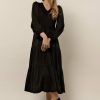 Dresses * | Top 10 Lumiere Smocked Tiered Midi Dress In New Arrivals Black