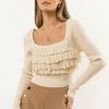 Tops * | Promo Blue Blush Mia Ruffle Crop Top New Arrivals Cream