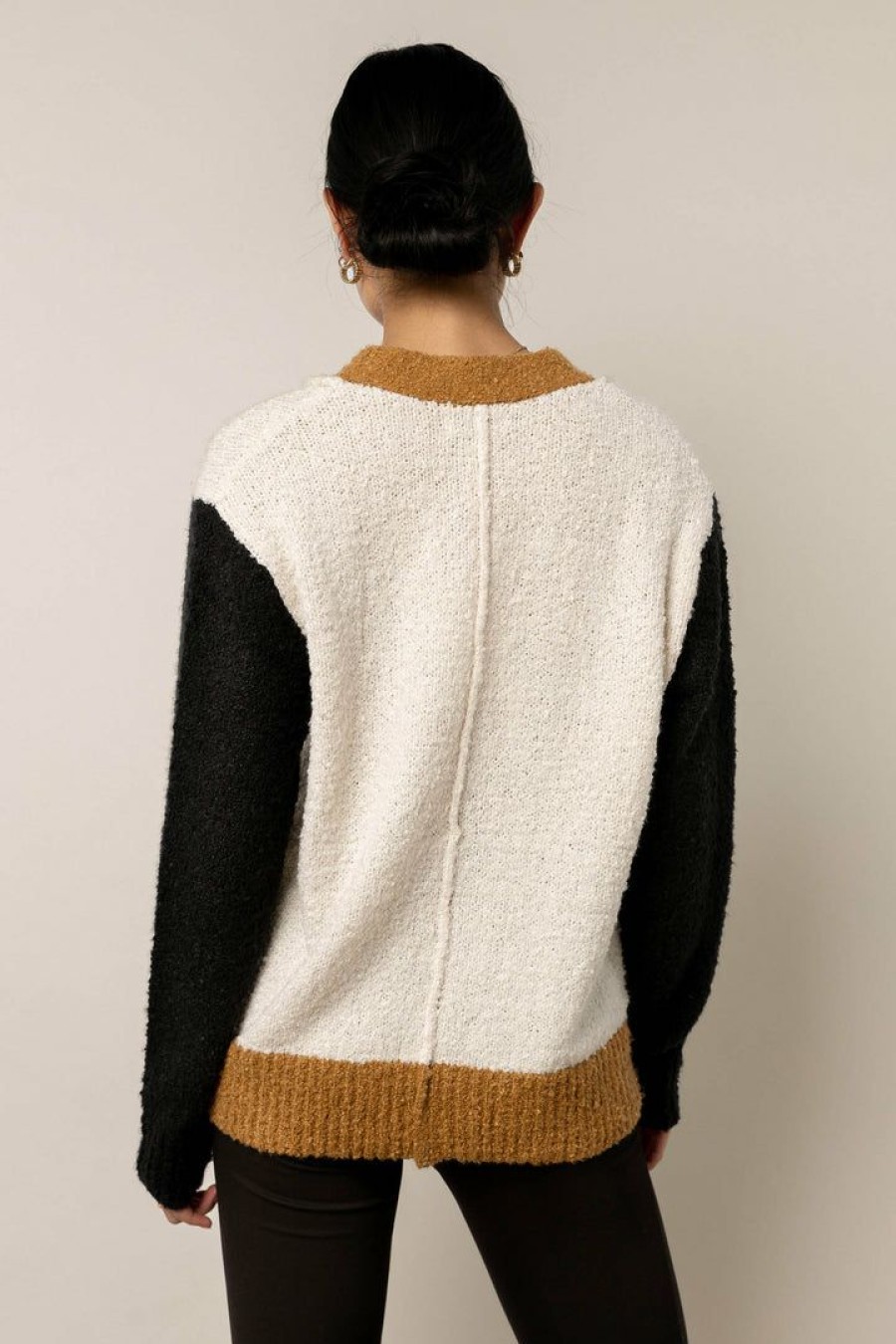 Tops * | Outlet Be Cool Manufacture Camryn Knitted Cardigan Sweater Ivory