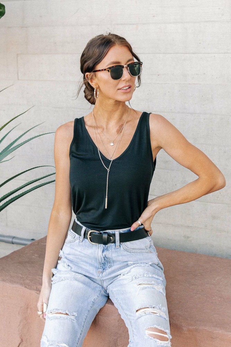 Tops * | Wholesale Vero Moda Georgia Tank In Final Sale Black