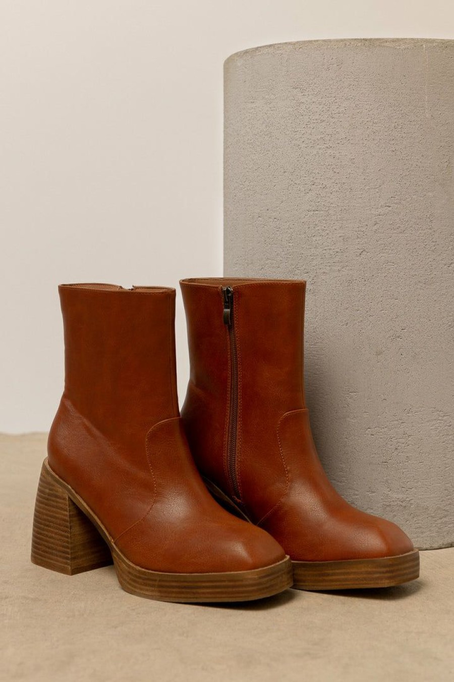 Shoes * | Cheapest Beast Fashion Foster Heeled Boots In Brown