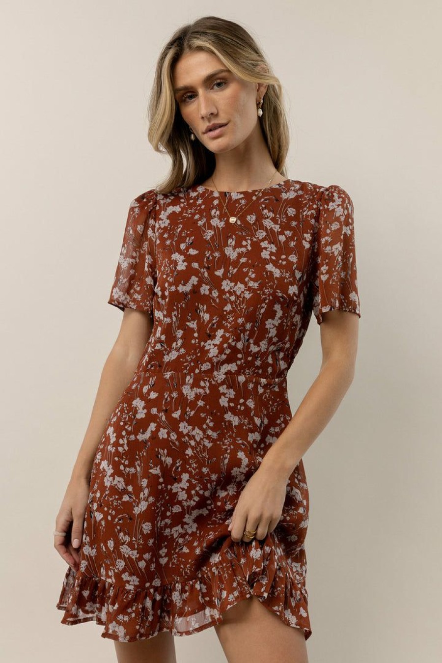 Dresses * | Cheapest Dress Forum Dresses Alexander Floral Mini Dress Brick