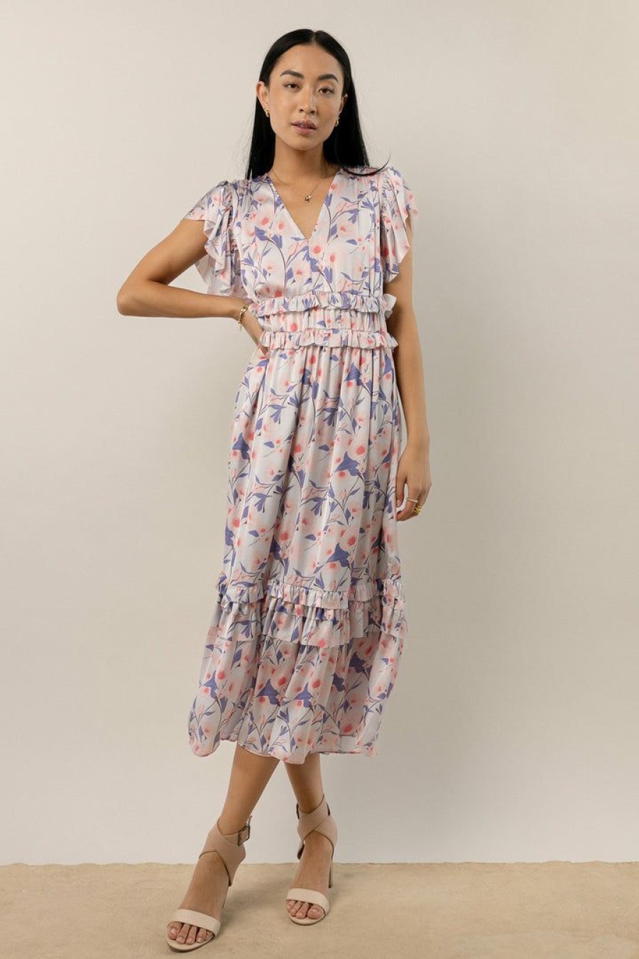 Dresses * | Best Deal Worui Willa Ruffle Dress In Floral Pink