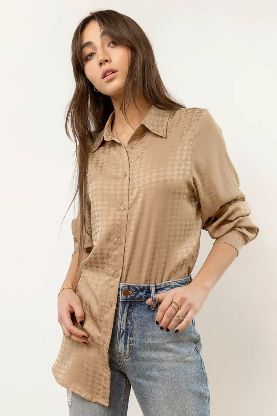 Tops * | Wholesale Lime N Chili Scout Button Down In Final Sale Tan