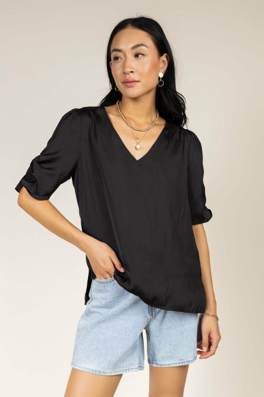 Tops * | Coupon Fun 2 Fun Tops Belinda Blouse In Black