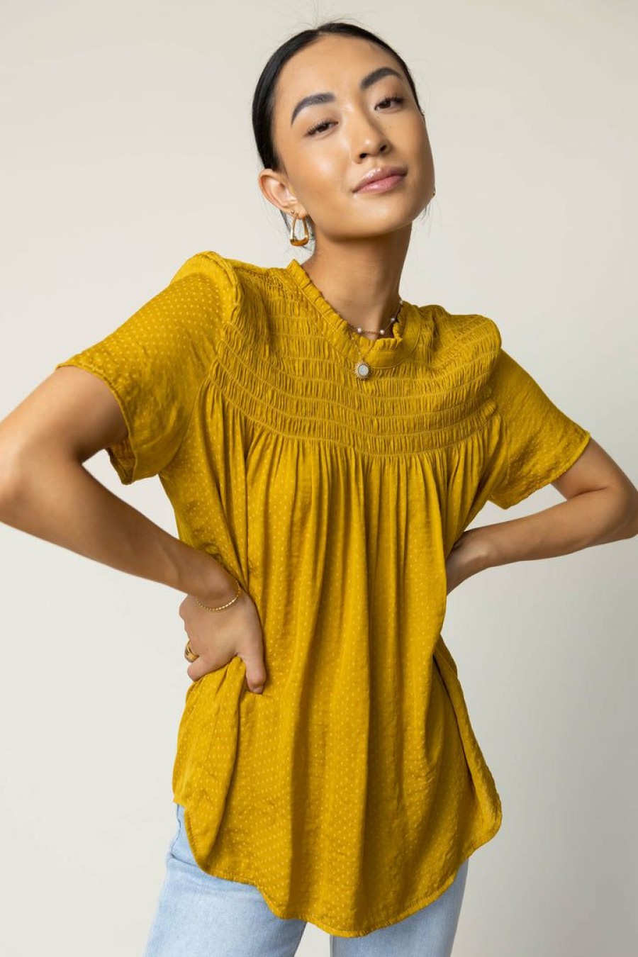 Tops * | Best Sale Fun 2 Fun Anne Blouse In Final Sale Tops Mustard