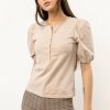 Tops * | Best Reviews Of Sina Rei Button Up In Tops Taupe