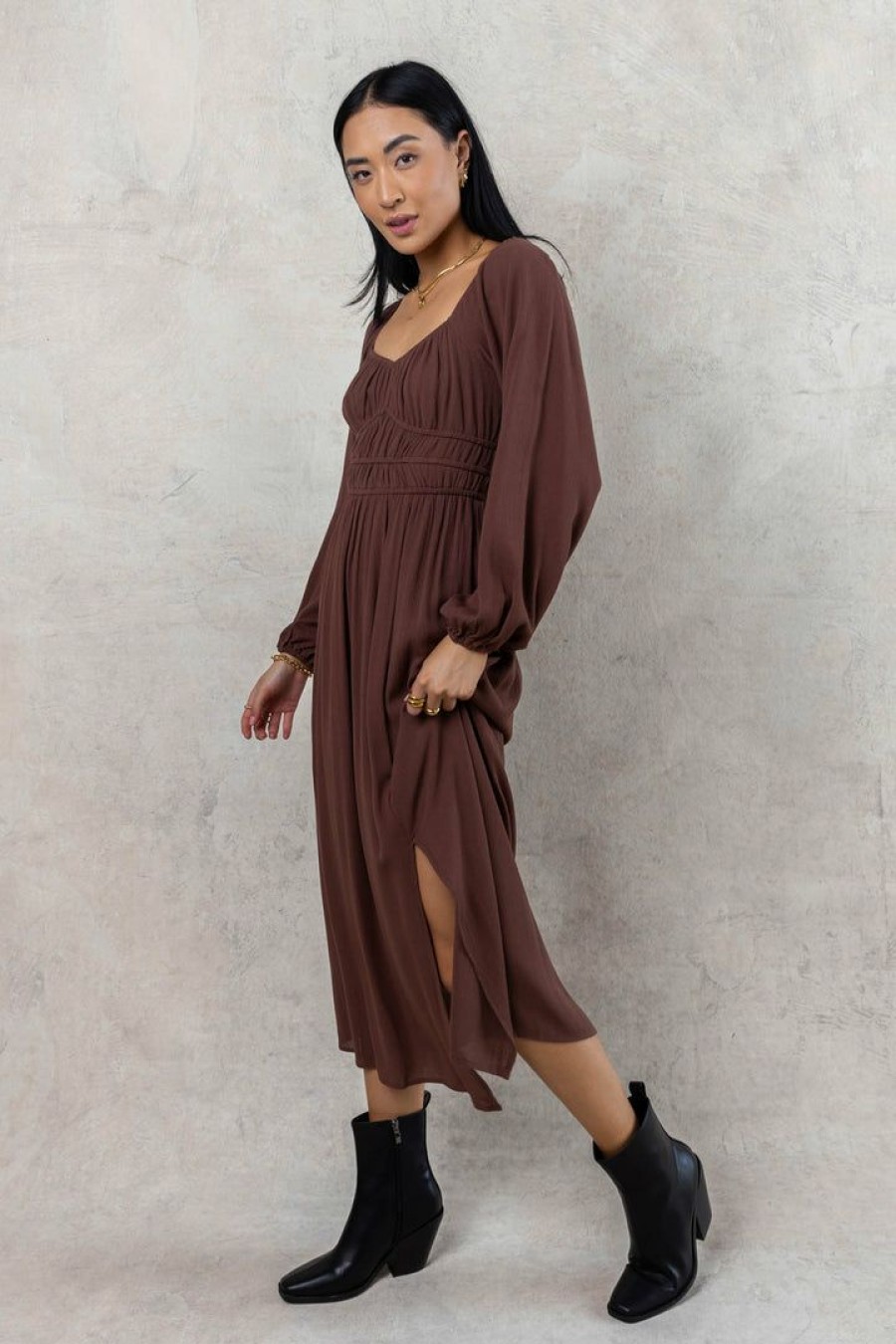 Dresses * | Cheap Papermoon Arlene Midi Dress In Dresses Brown