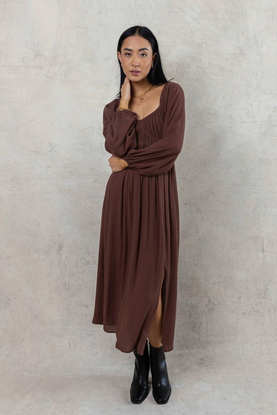 Dresses * | Cheap Papermoon Arlene Midi Dress In Dresses Brown