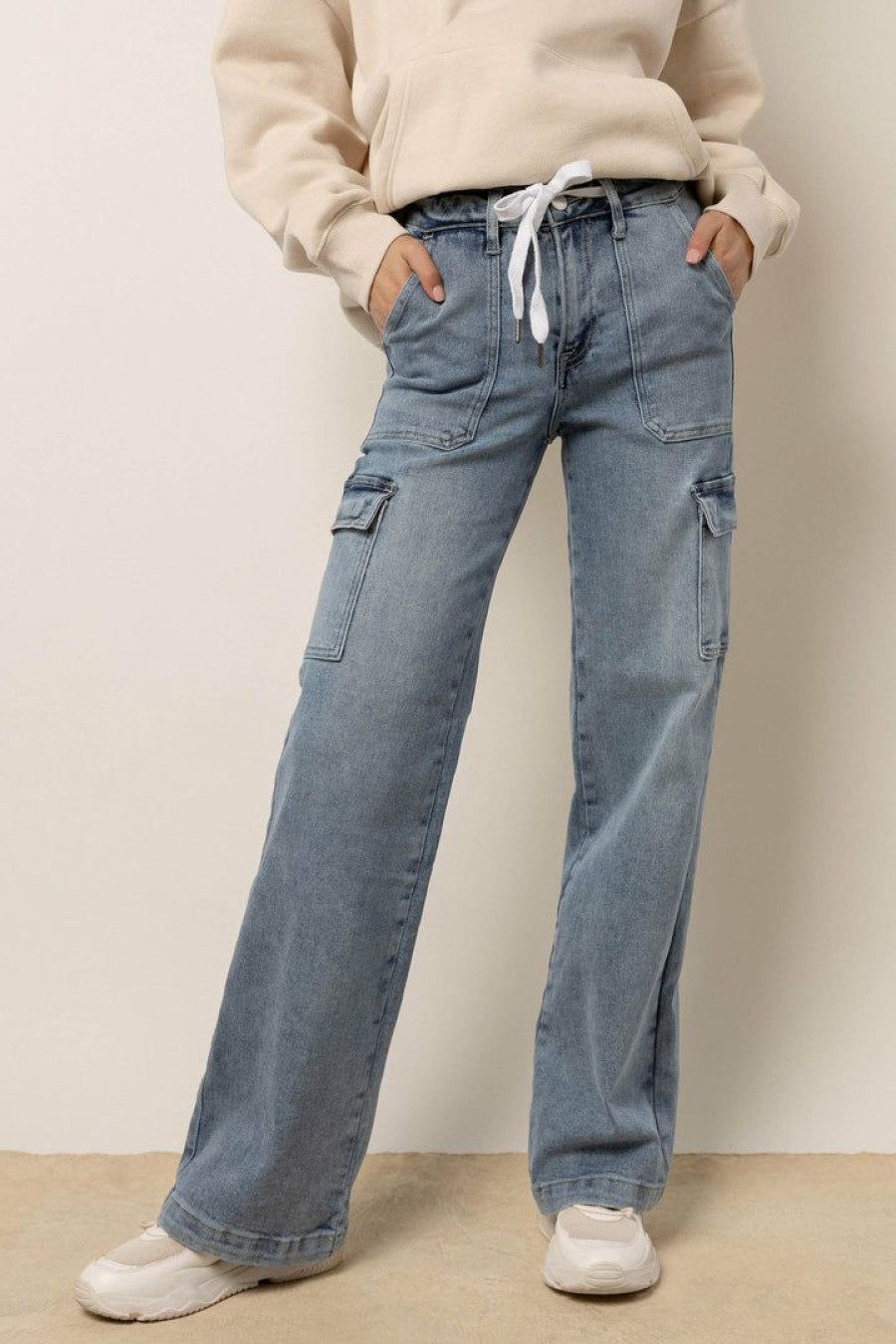 Jeans * | Coupon Risen Jeans Jaylin Cargo Jeans Medium Wash