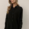 Tops * | Hot Sale Crescent Rin Button Down In Final Sale Tops Black