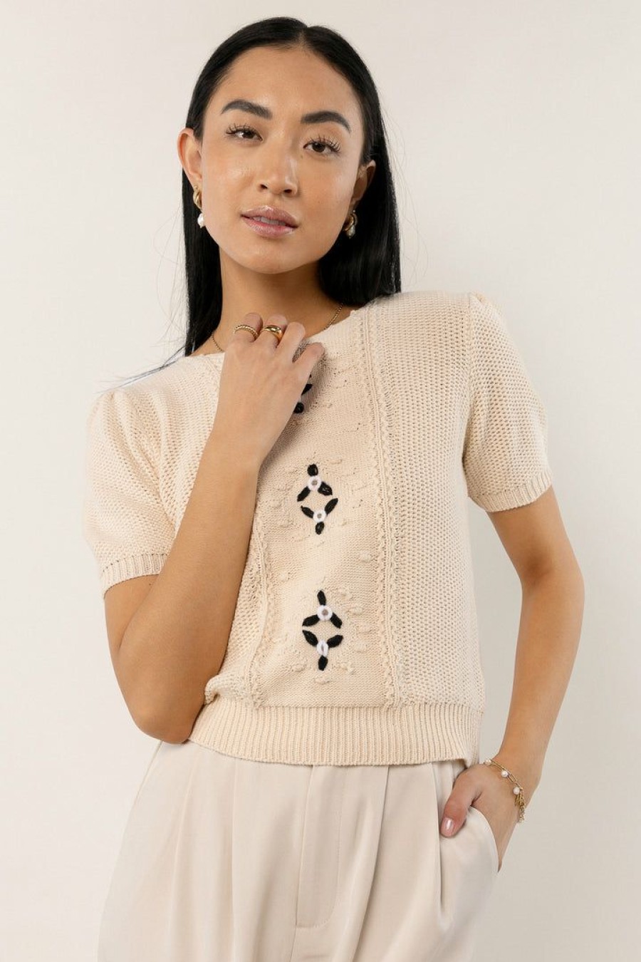 Tops * | Cheapest Maize Henrick Sweater Top Natural