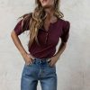 Tops * | Cheapest Worui Louella Top In Burgundy