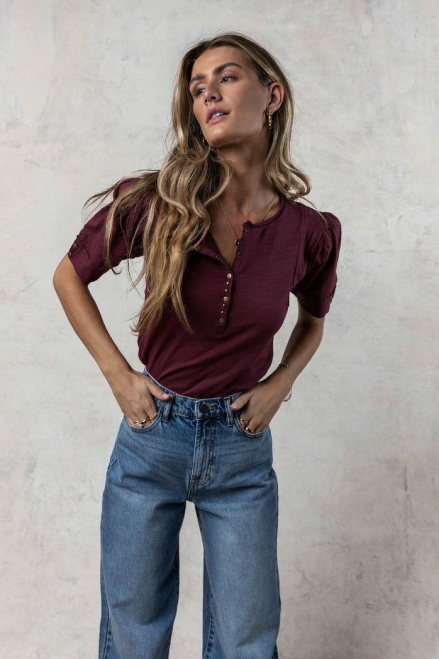 Tops * | Cheapest Worui Louella Top In Burgundy