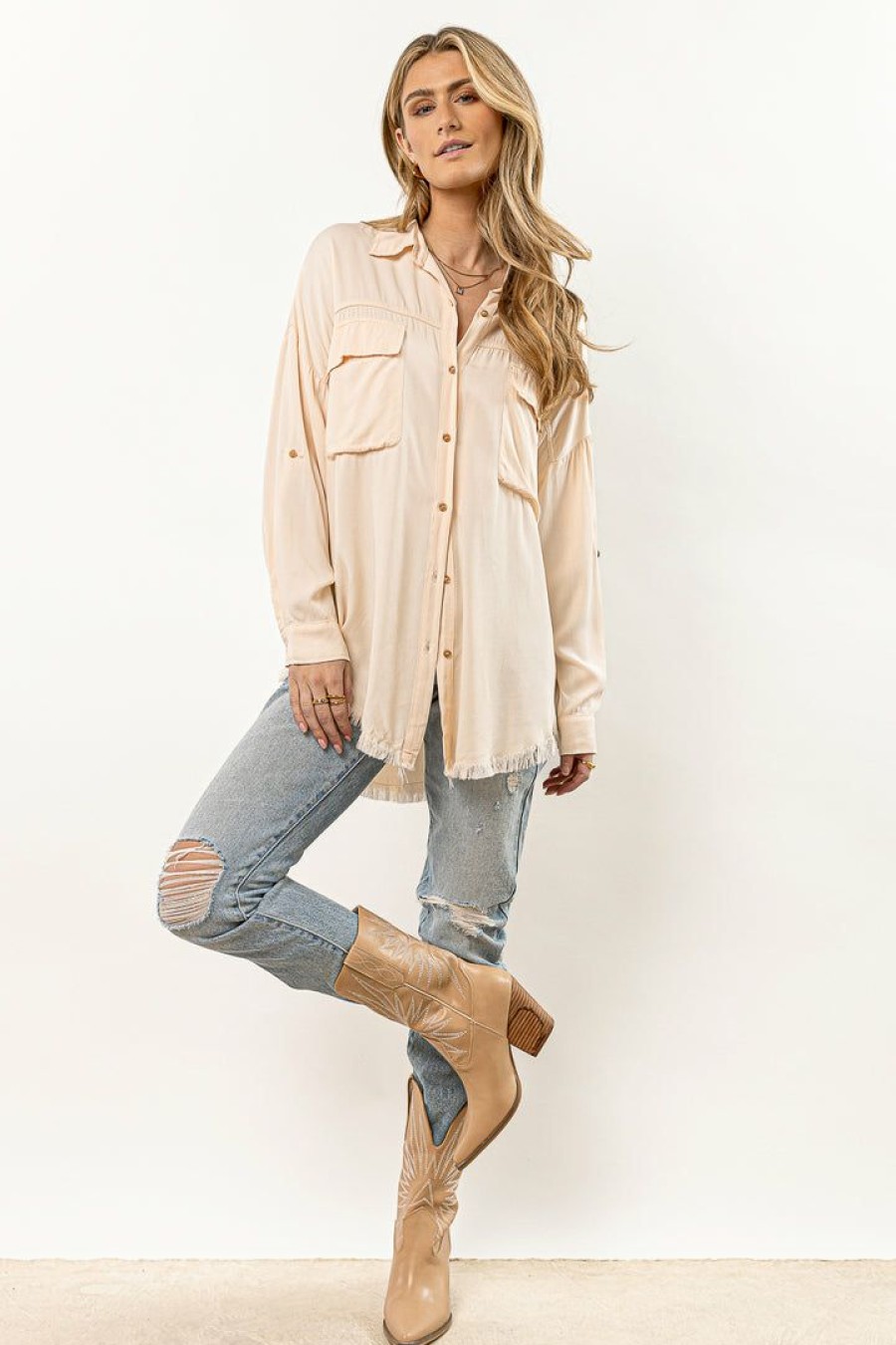 Tops * | Flash Sale Lime N Chili Marc Button Down In New Arrivals Natural