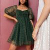 Dresses * | Hot Sale Baevely Shyla Polka Dot Dress Hunter Green