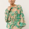 Tops * | Cheap Flying Tomato Carolyn Floral Blouse Green