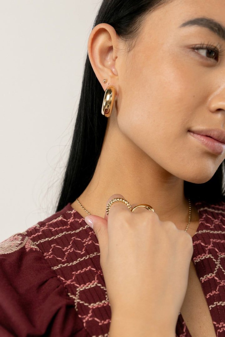 Jewelry * | New J&D Jewelry Jane Open Hoop Earrings Gold