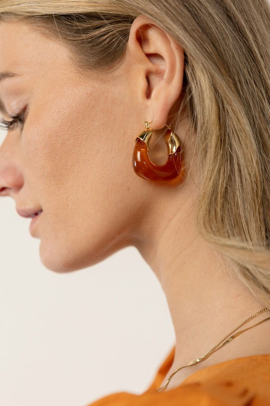 Jewelry * | Cheap Dg Jewelry Sophie Gold Hoop Earrings In Rust