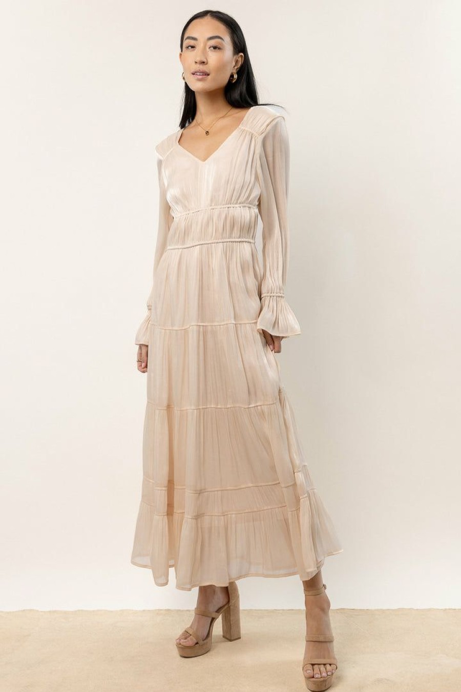 Dresses * | Promo Worui Leif Midi Dress In Dresses Champagne