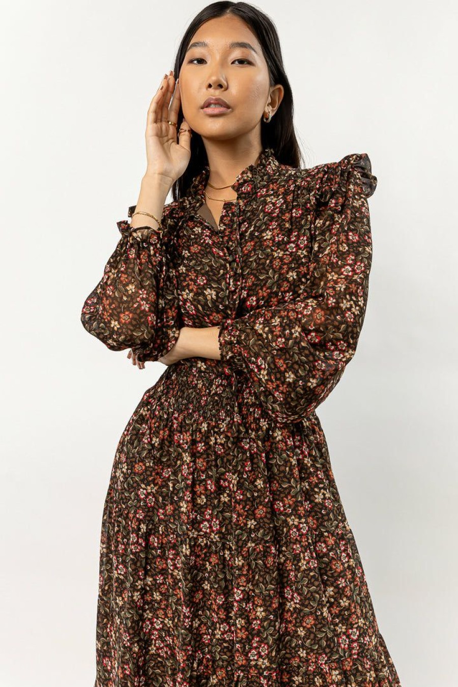 Dresses * | Budget Dress Forum Sidnee Floral Dress Dresses Black