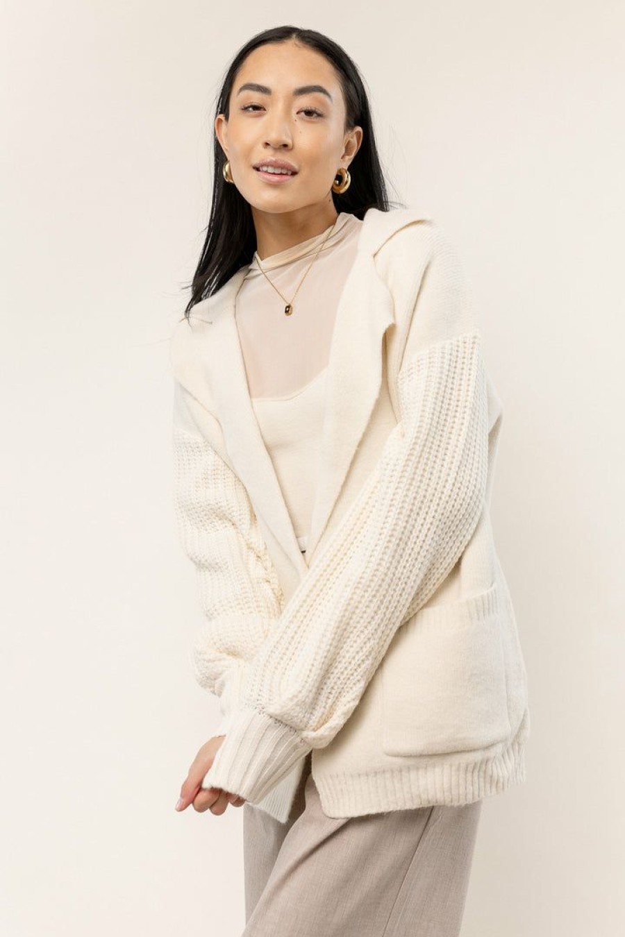 Sweaters * | Promo Tea N Rose Siv Open Front Cardigan New Arrivals Oatmeal