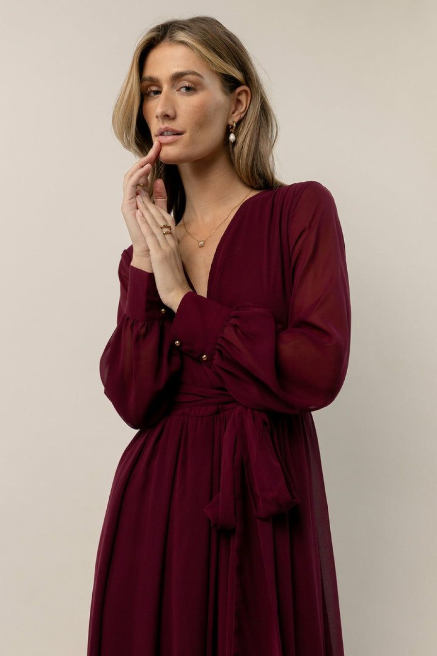 Dresses * | Brand New Ricarica Veronica Maxi Dress In New Arrivals Burgundy