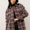 Tops * | Brand New A Peach Tops Kendall Plaid Shacket Charcoal