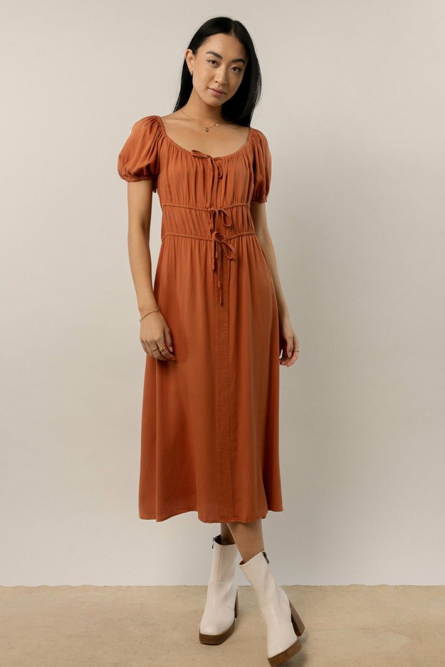 Dresses * | Best Sale Worui Dresses Gene Midi Dress In Final Sale Clay