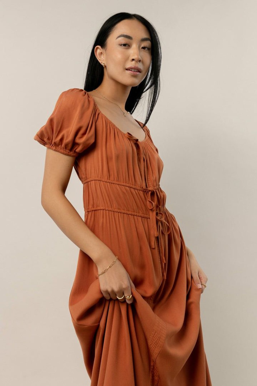 Dresses * | Best Sale Worui Dresses Gene Midi Dress In Final Sale Clay