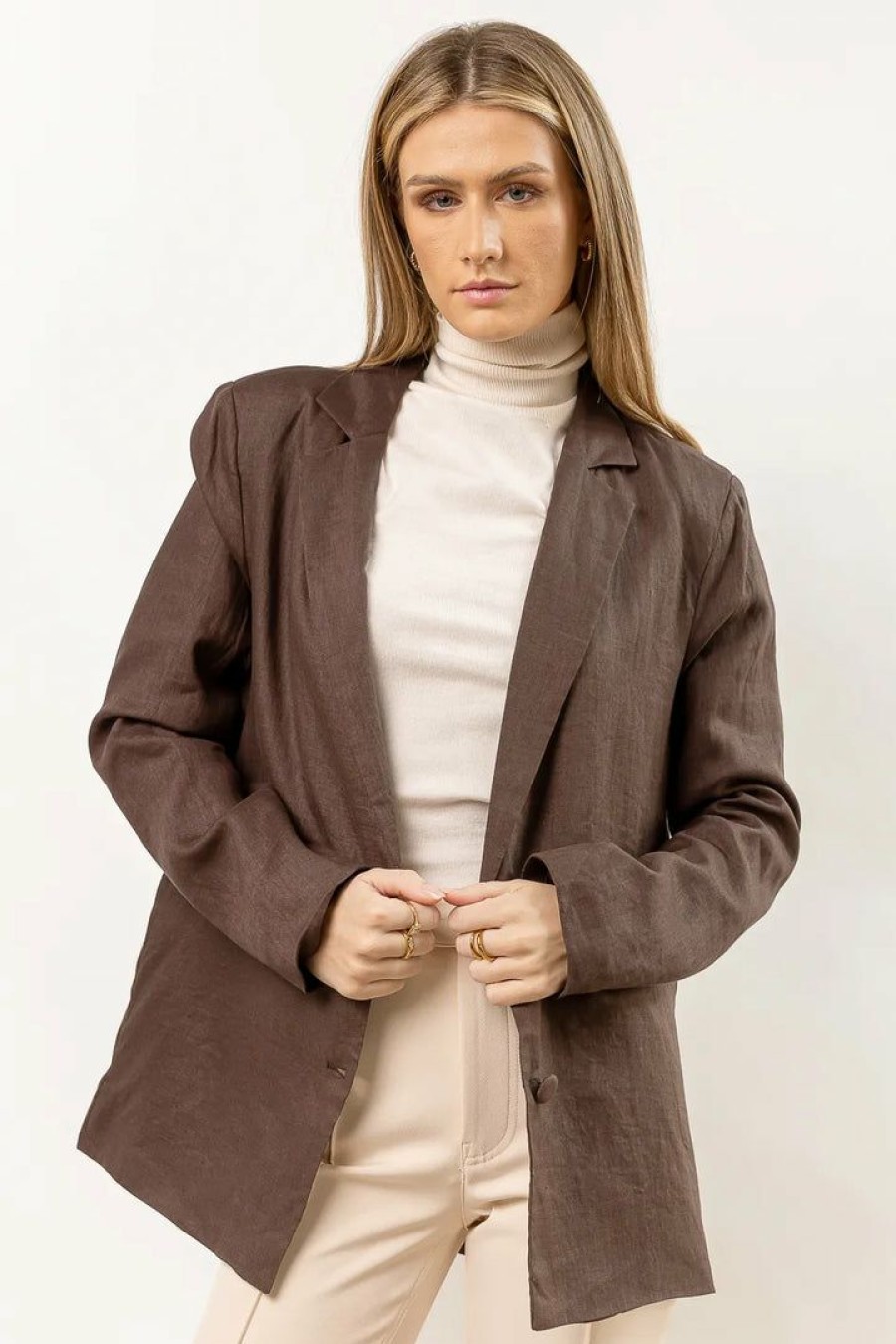 Tops * | Wholesale Listicle Adella Blazer In New Arrivals Brown