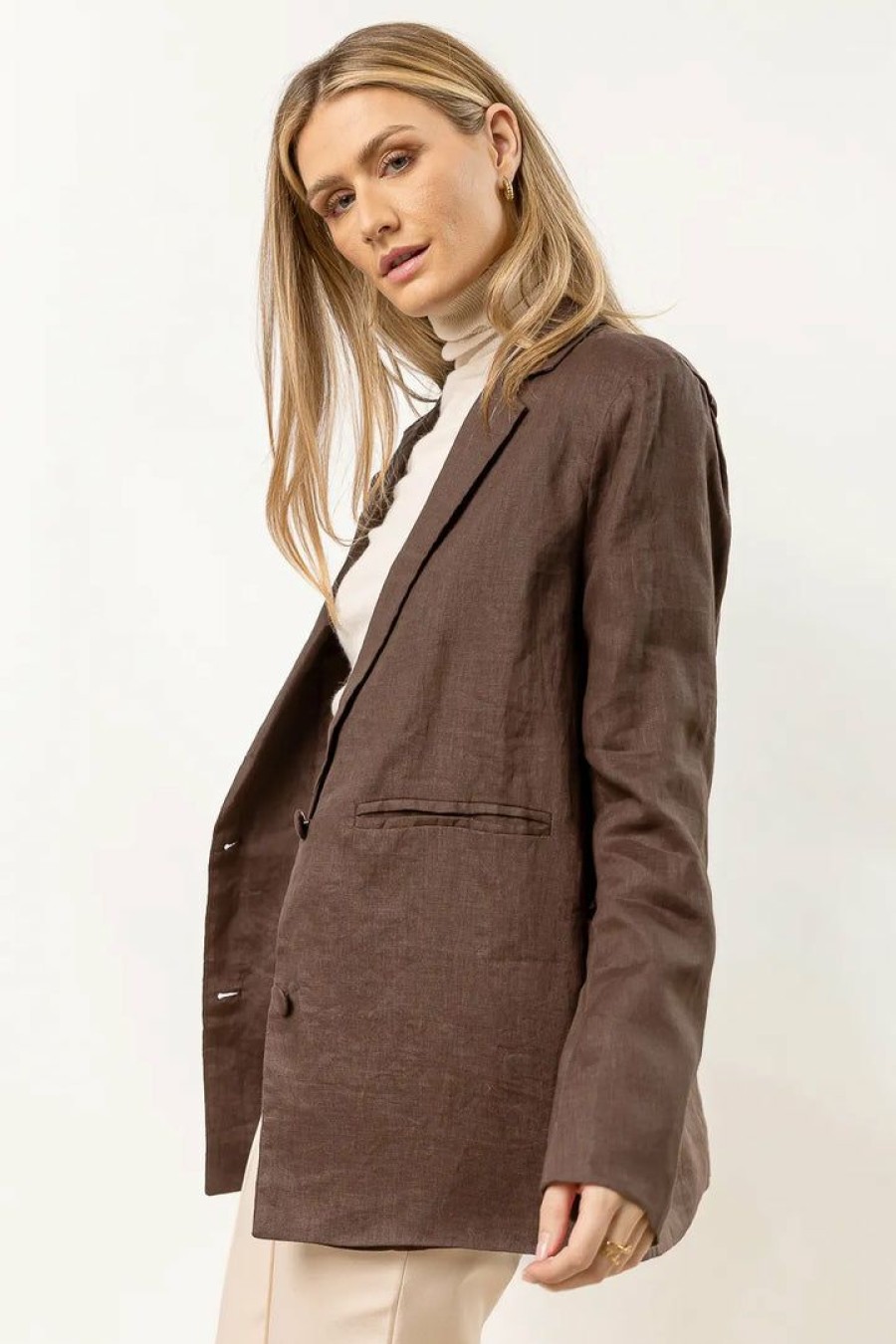 Tops * | Wholesale Listicle Adella Blazer In New Arrivals Brown