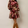 Dresses * | Best Sale Flying Tomato Dresses Marco Floral Mini Dress Burgundy