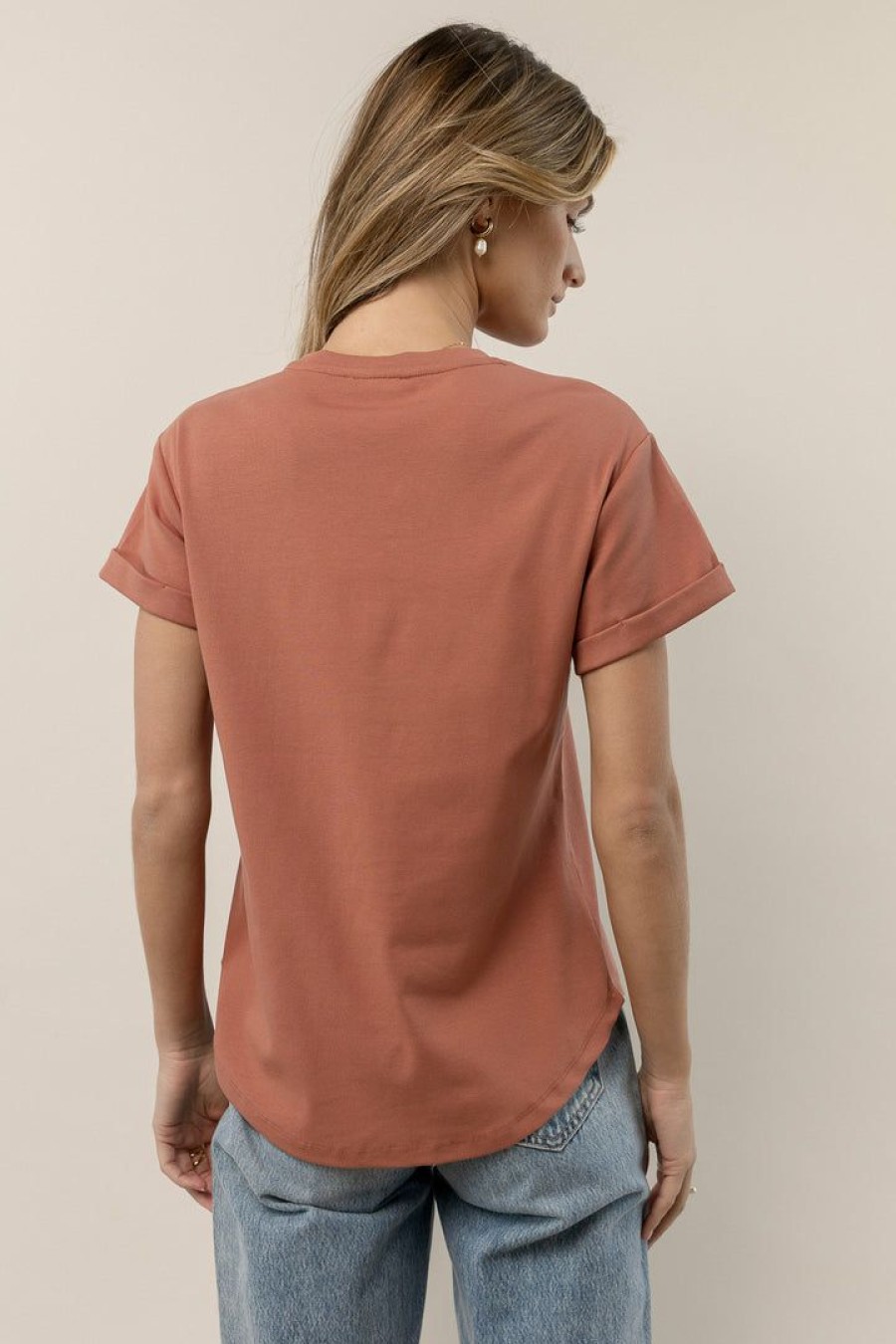 Tops * | Best Sale Worui Selena Rolled Sleeve Shirt In Terracotta