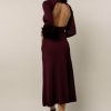 Dresses * | Promo Worui Demi Cut Out Dress In Final Sale Dresses Burgundy