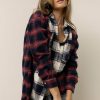 Tops * | Top 10 A Peach Tops Carson Plaid Shacket Blue