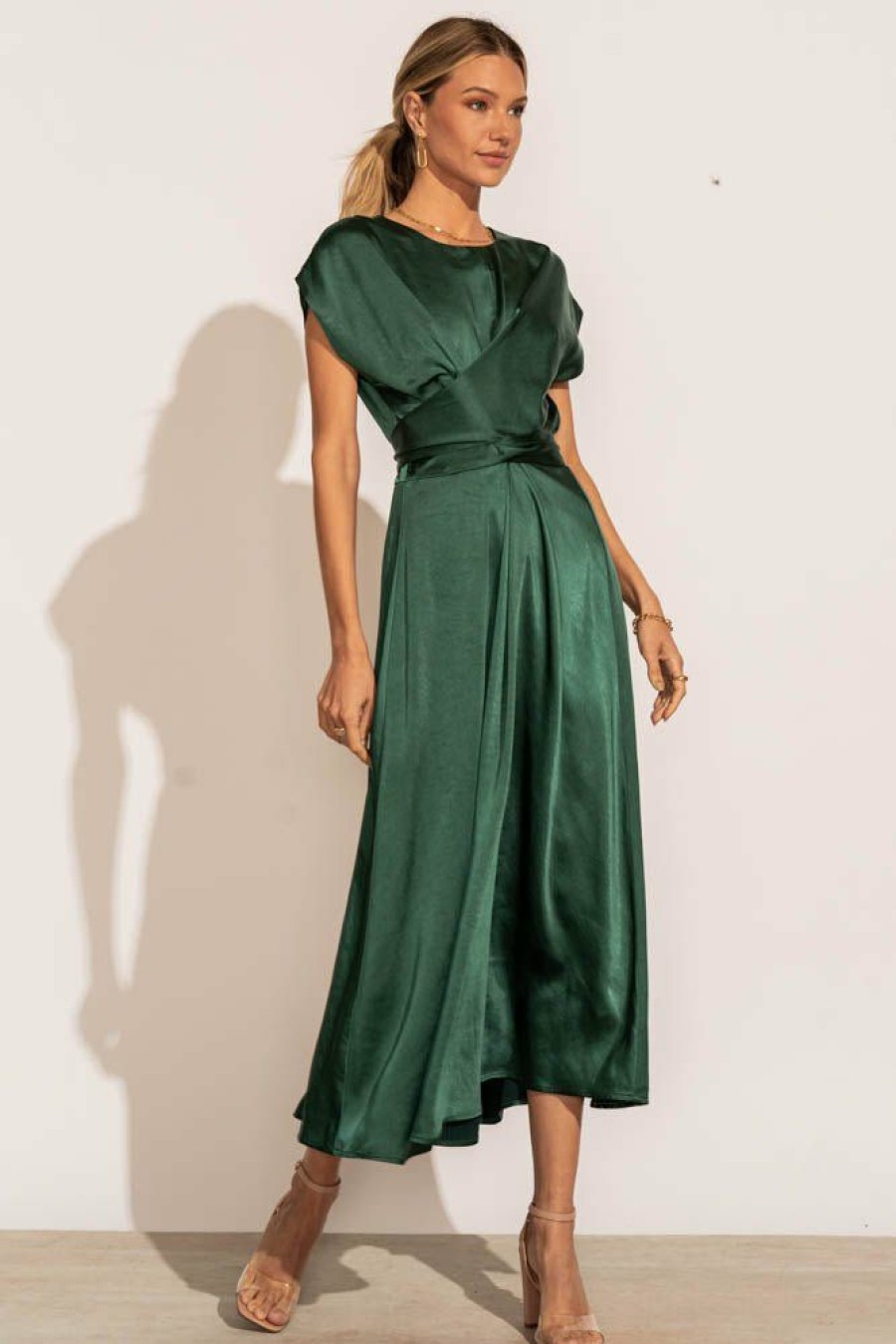 Dresses * | Best Sale Worui Rosalind Midi Dress In Emerald