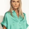 Tops * | Best Pirce Fun 2 Fun Tops Mary Button Down Top In Final Sale Jade