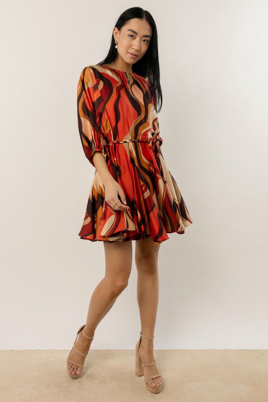 Dresses * | Cheap Aakaa Mary Mini Dress Final Sale Rust