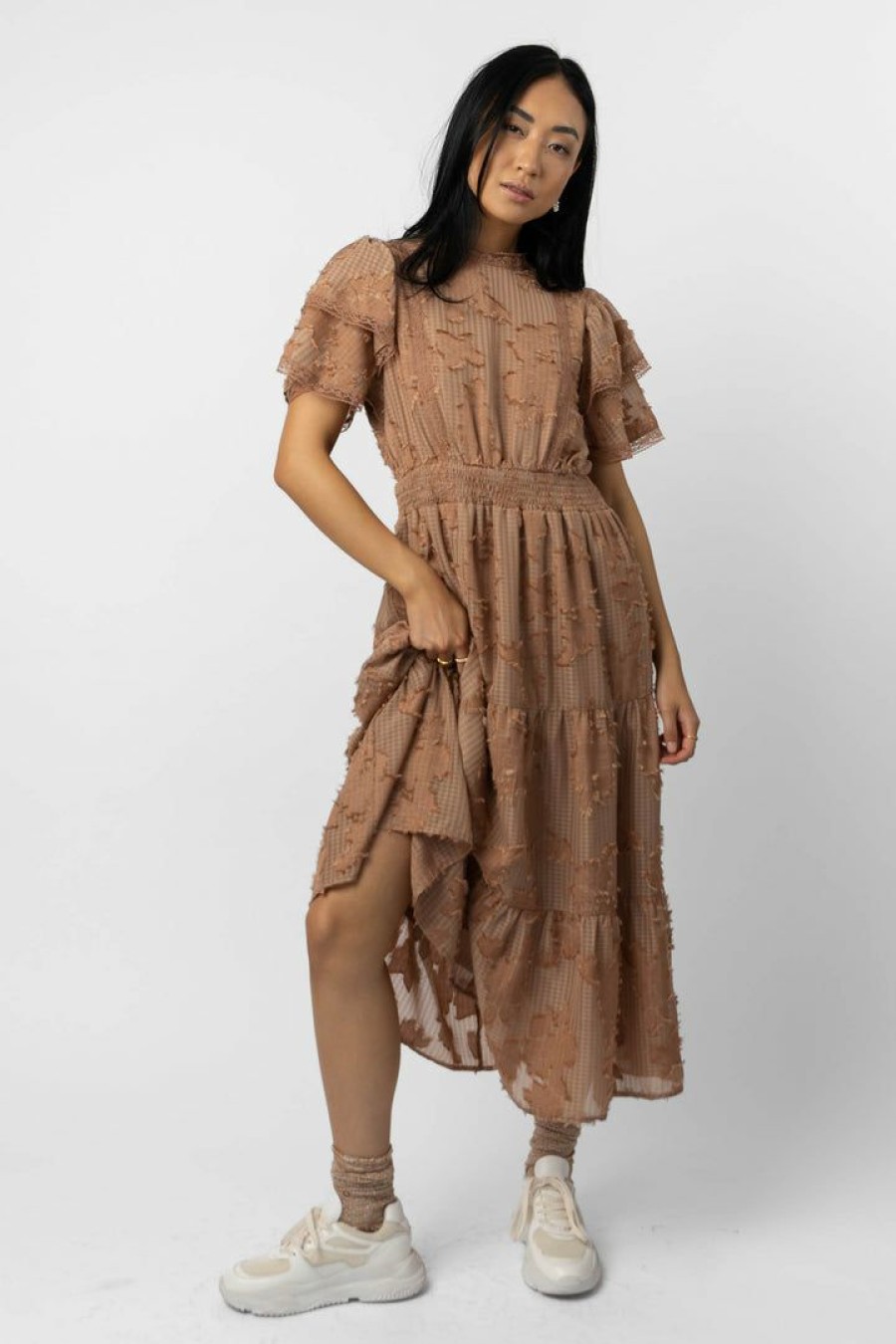 Dresses * | Budget Wellmade Inc Valenteena Midi Dress Dresses Taupe