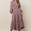 Dresses * | Wholesale Lumiere Smocked Tiered Midi Dress In Dresses Lavender