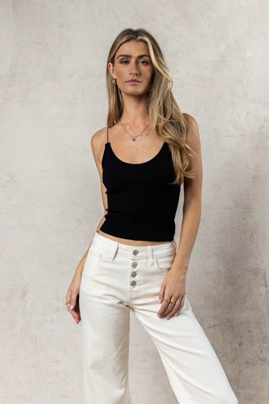 Tops * | Promo Dynamic Fashion Kaido Cropped Tank In Tops Black