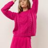 Tops * | Best Reviews Of Sweaters Vero Moda Cindy Cable-Knit Sweater In Hot Pink