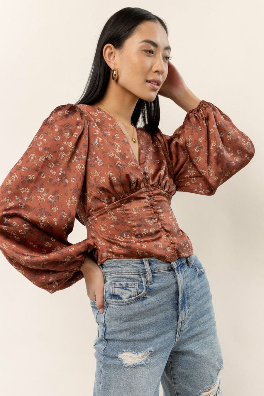 Tops * | Cheap Dress Forum Tops Ellie Floral Top In Rust